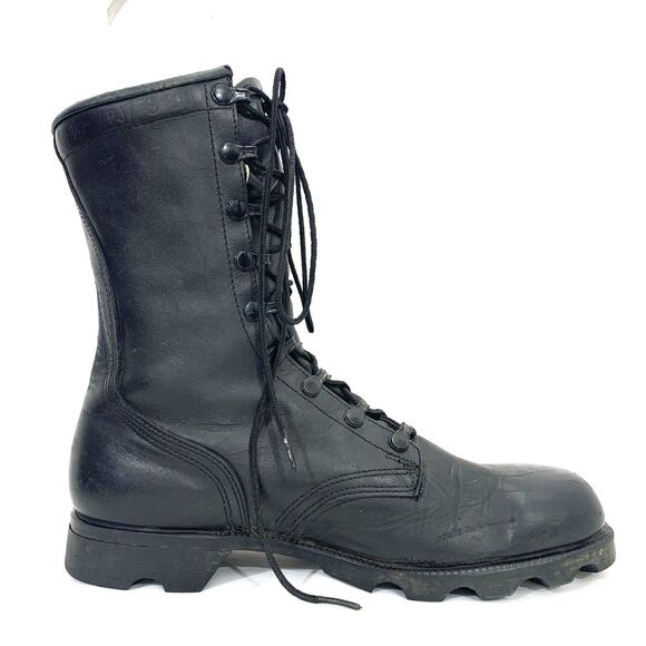 Vintage PJ Combat Boots Mens 8.5 R Black Leather 1988 Military main image 13